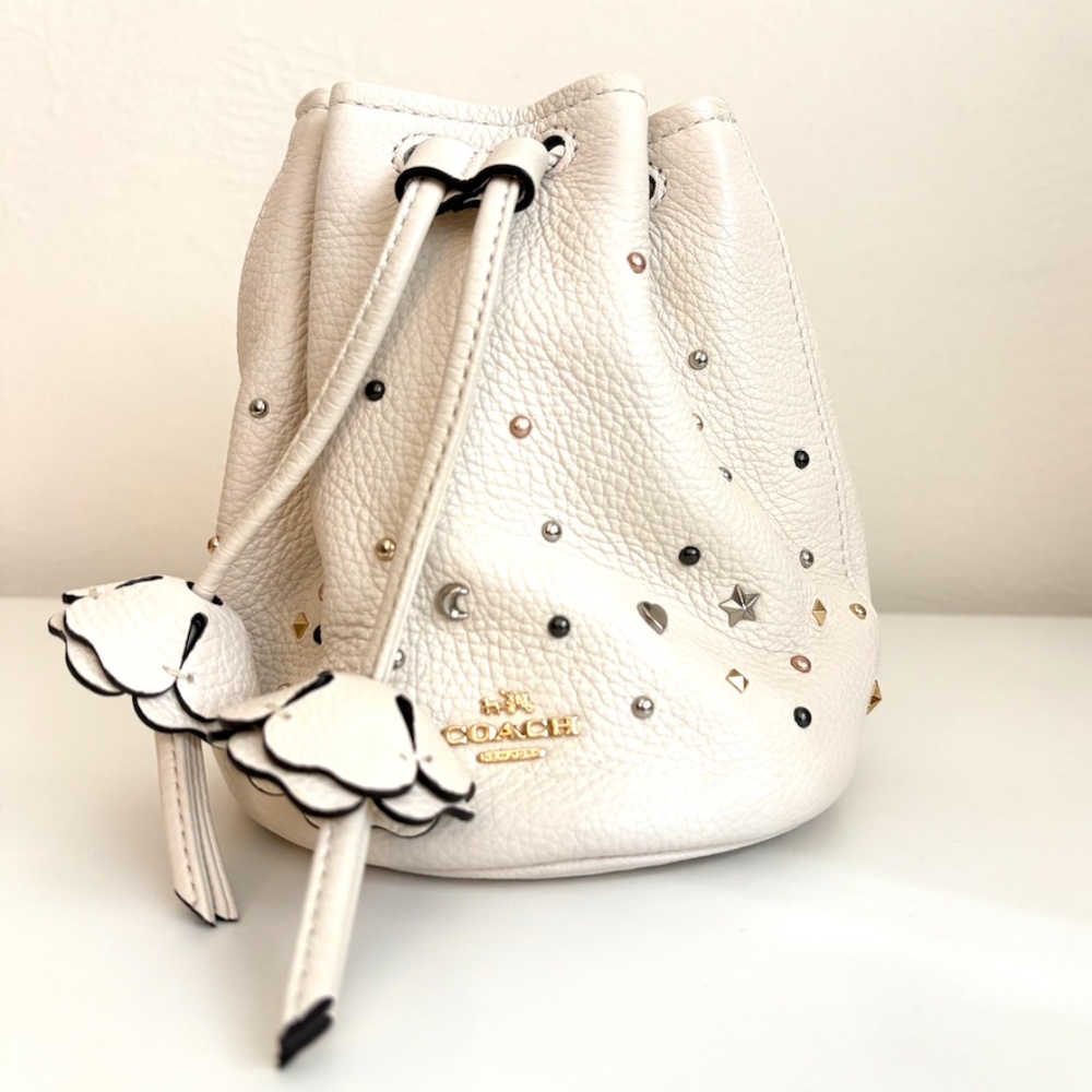Coach Bucket Bag Leather in white – Chain Crossbody (bigger than mini)
